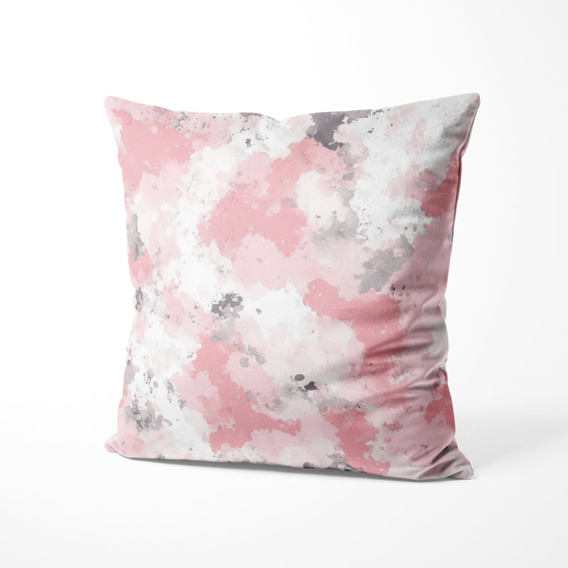 Coussin Abstract - coussin moderne rose et gris, H 20 po x l 20 po