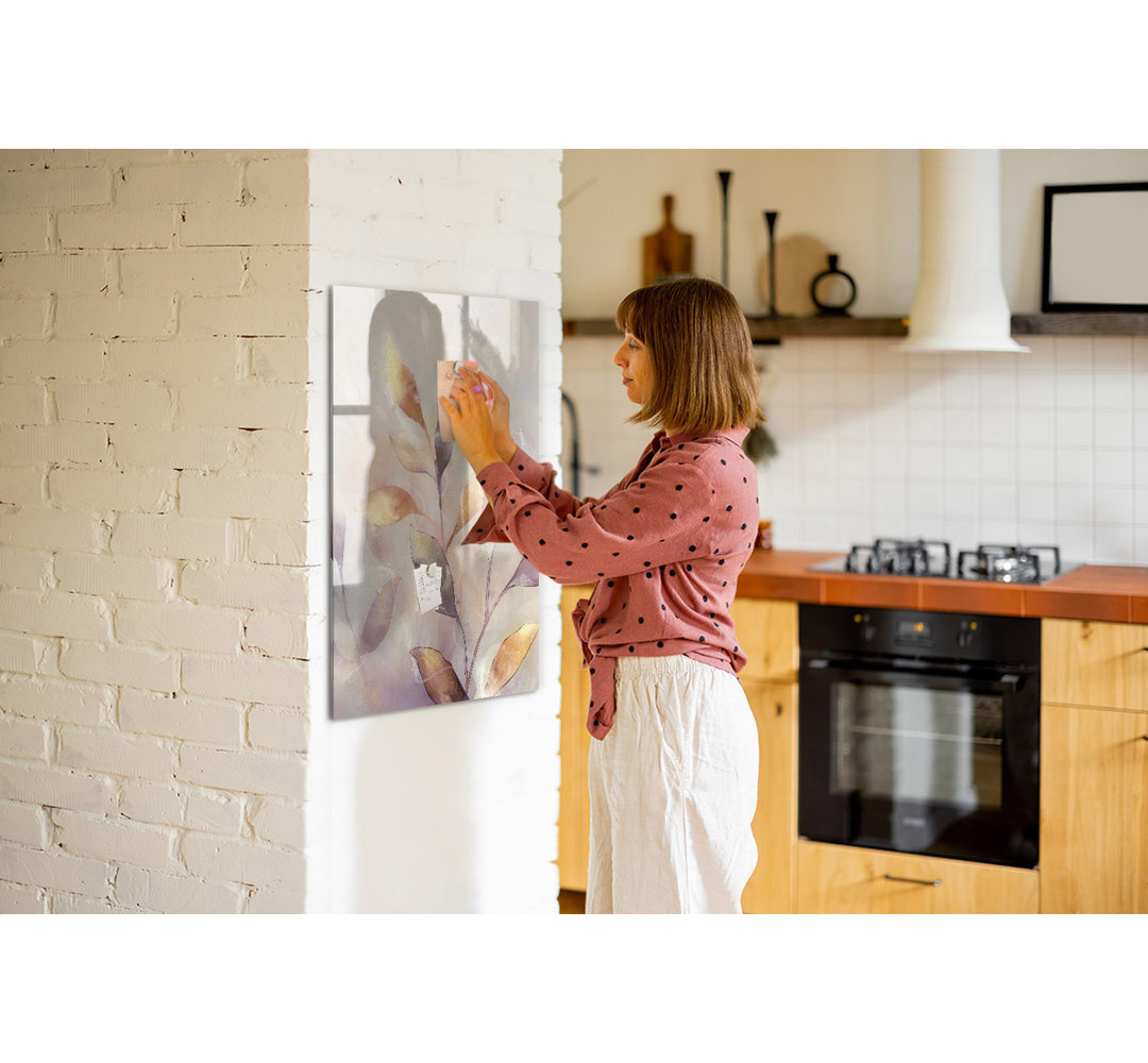 Magnetic Memo Board Whiteboard - 60 x 90 cm - With Marker and Magnets - Watercolor plants
