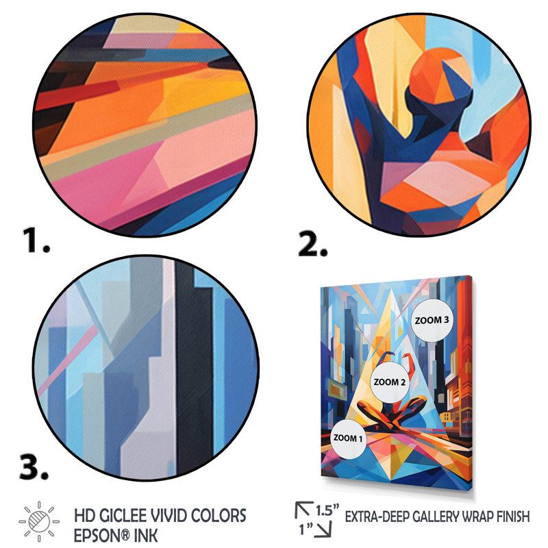 Yoga Cubisc Collae I - Yoga Wall Art Living Room, H 44 po x l 34 po x P 1,5 po, Or