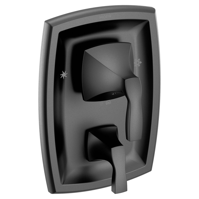 Ensemble de garniture de robinet avec soupape de dérivation à 3 fonctions Posi-Temp Voss, Noir mat