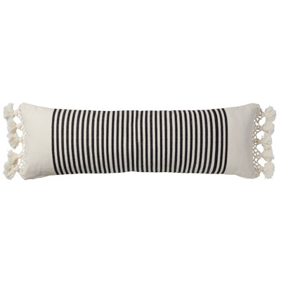 Jaipur Living Morgen Stripes White Pillow (13"X40" Lumbar)
