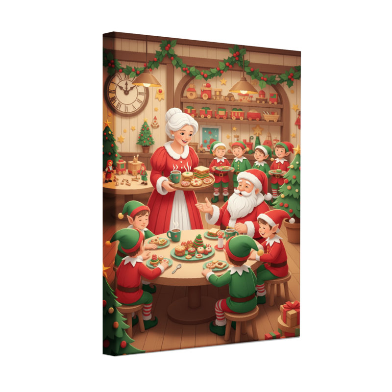 Scène joyeuse de Noël, H 18 po x l 12 po