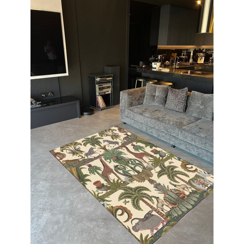 Tapis à motif tissé Botanical-Girema, Rectangle 4 pi 7 po x 6 pi 6 po