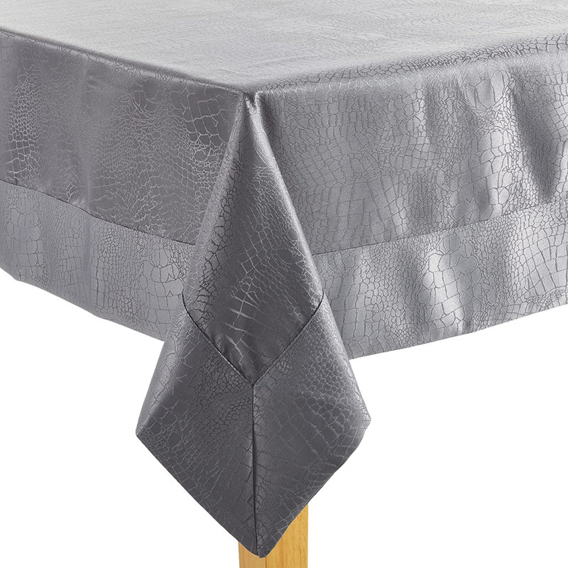 Nellie Luxurious Damask Design Tablecloth, 144" L x 70" W, Gray