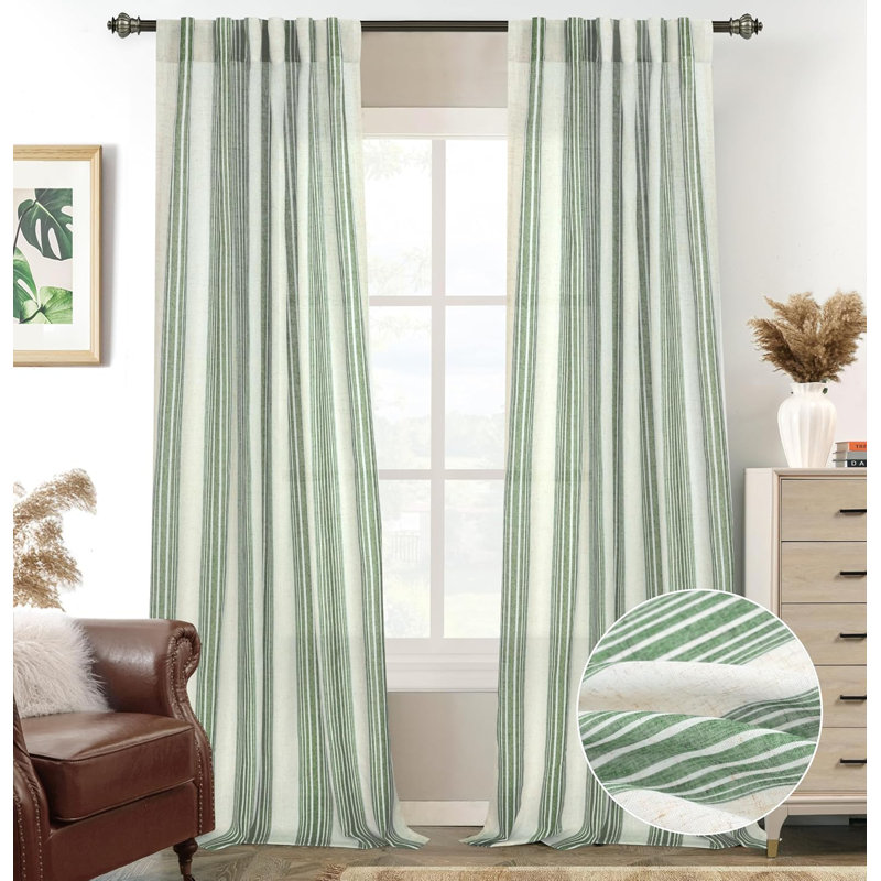 Rideaux semi-transparents avec passe-tringle Chris, L 52 po x L 108 po, Vert Loden