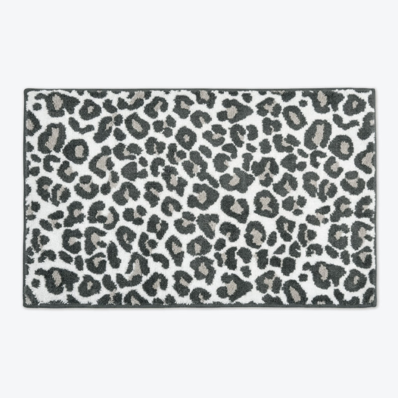 Ose Leopard Print Bath Mat, Grey