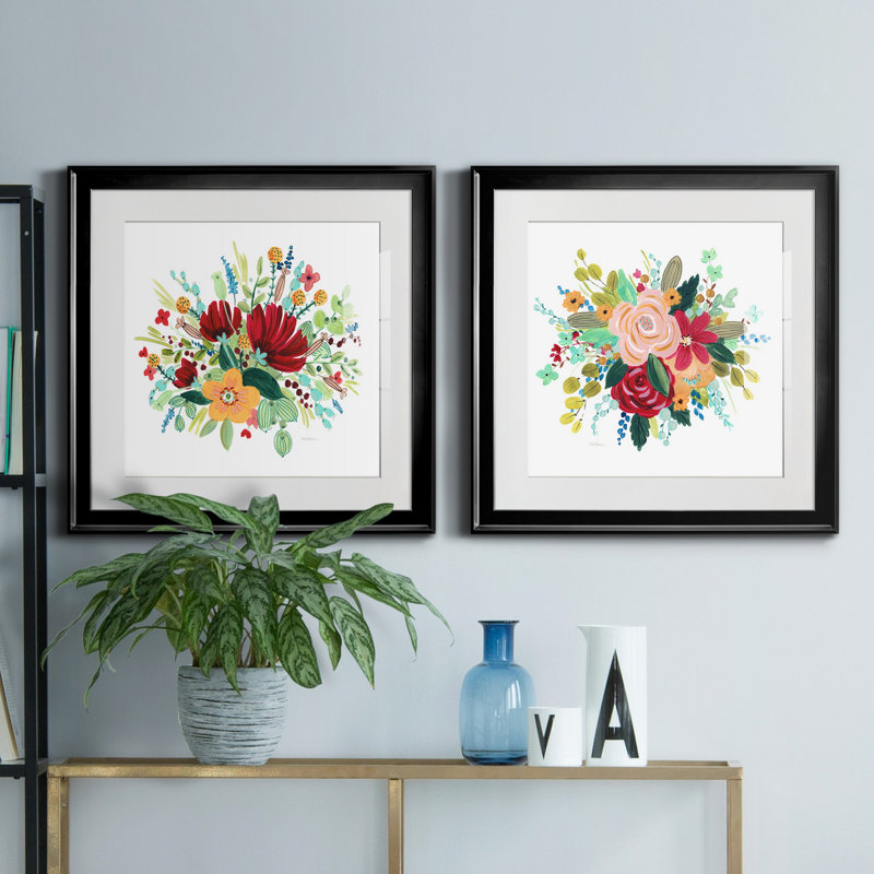 Fleurs May I - ensemble de 2 cadres photo, H 17,5 po x l 35 po x P 1,5 po, Noir