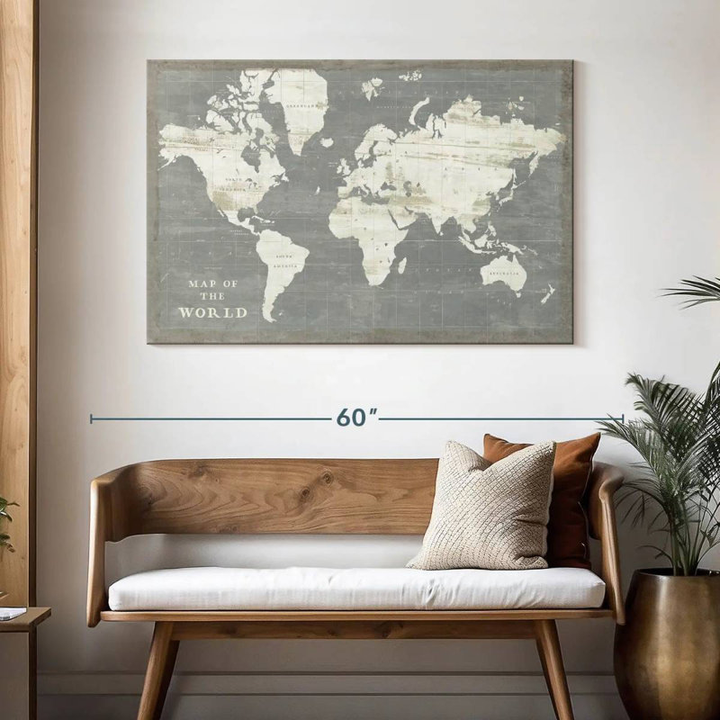 Carte du monde de l'ardoise Aliaz, H 32 po x l 48 po