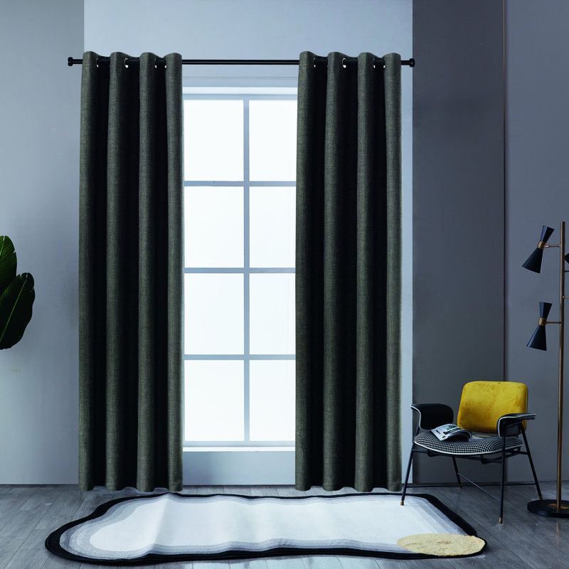 Benzion Curtain Single Panel, Charcoal, 52" W x 95" L