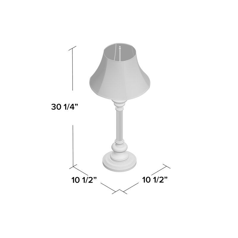 Lampe de table 30 po Ashton, Base argenté et abat-jour blanc