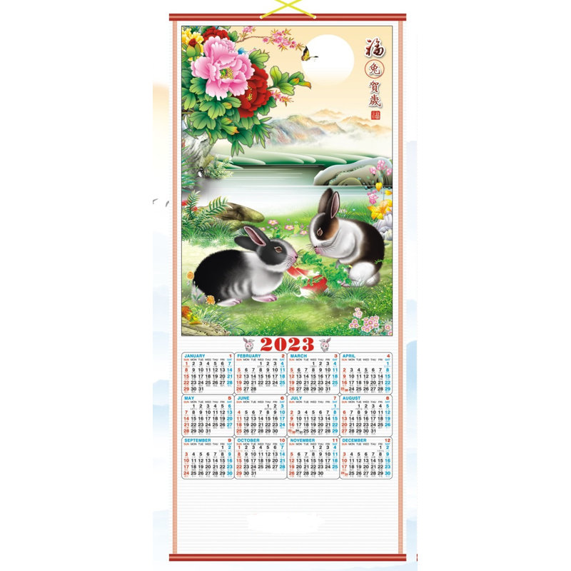 Ensemble de 2 décorations murales calendrier chinois à volutes