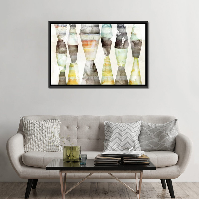 " Trapezoid " by Edward Selkirk, 18" H x 26" W x 1.5" D, Black Framed Canvas, No Mat