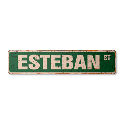 Esteban Street Sign Aluminum 4" X 18"