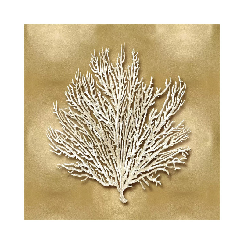Sea Fan On Gold I by Caroline Kelly - Wrapped Canvas Print, 30.48 cm H x 30.48 cm W