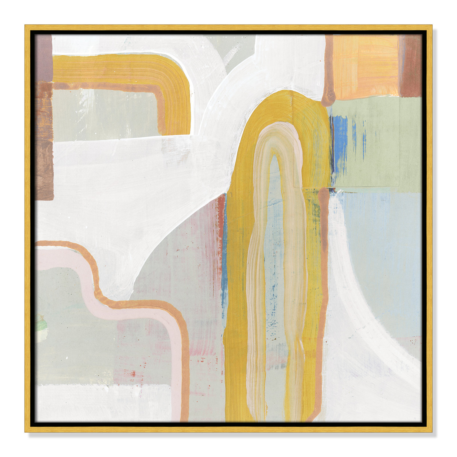 Copeland "Together Again II" Painting by Cartissi, 25.5" H x 25.5" W x 2" D, Gold
