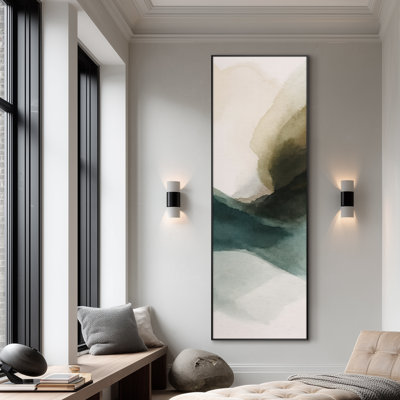 Extra Large Wall Art Fabric Print - Modern Neutral Abstract for Contemporary Home Artwork Decor for Living Room or Bedroom - "Frame Assembly Required (Unfinished Frame)"