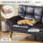Multifunctional Upholstered Sofa Bed With Adjustable Armrests And Reclining Backs-85771482-85771476