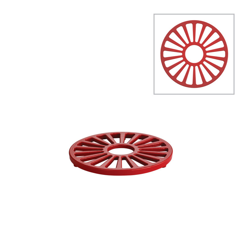 Gradated Red Round Enameled Cast Iron Trivet