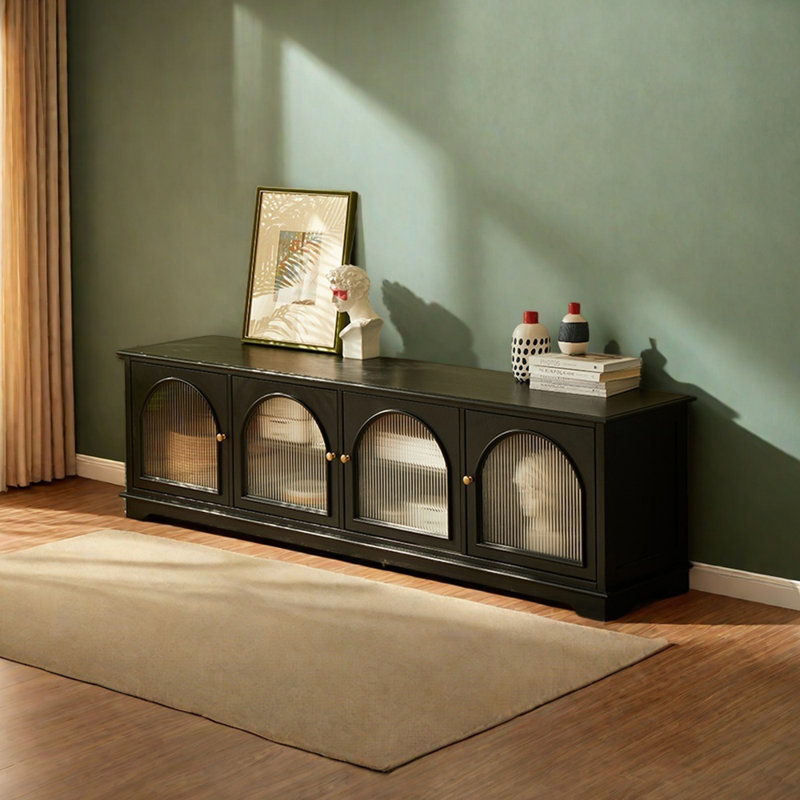 Meuble télé rétro avec arche, 70.86", Noir, noir, noir, noir