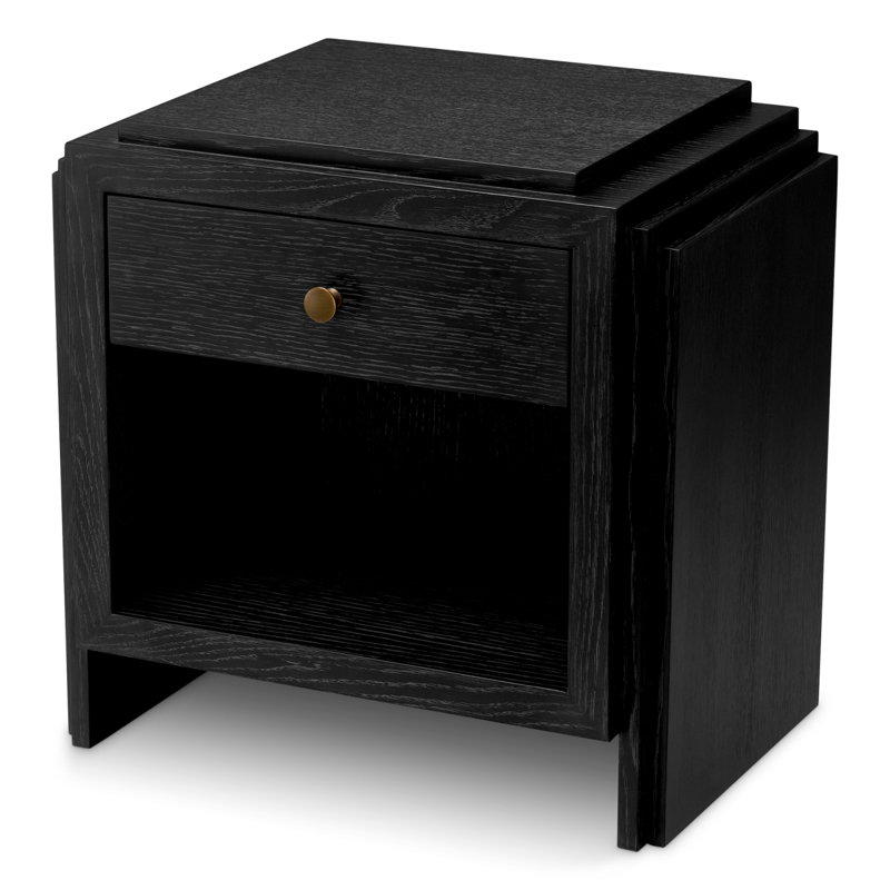 ArtDeco 1 - Drawer Nightstand, Charcoal Gray Oak