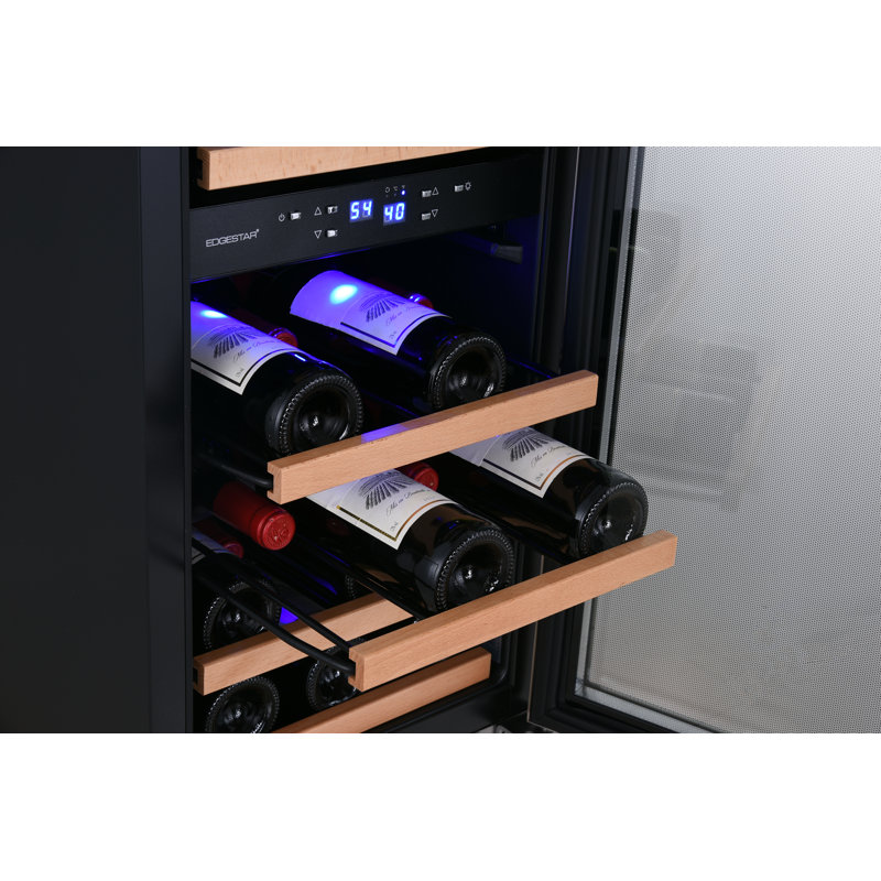 EdgeStar Dual Zone 15'' Built-In 26 Bottle Wine Refrigerator with Reversible Door