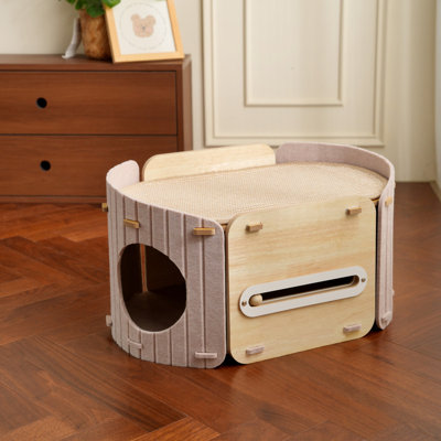 Lit pour chat en bois avec cachette fermée pour chat d'intérieur de 12 po Fairela