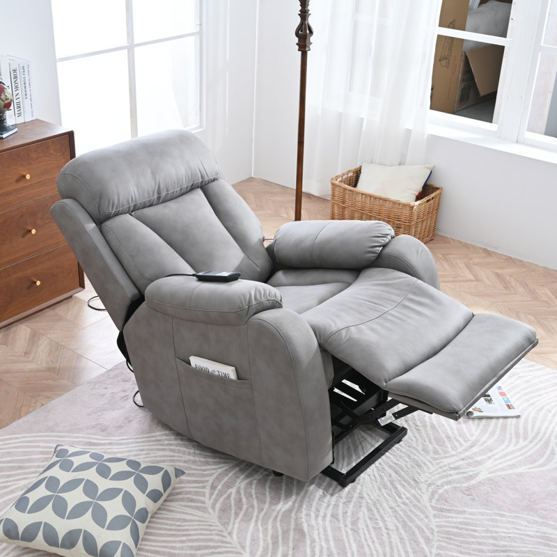Fauteuil inclinable électrique, Velours gris clair