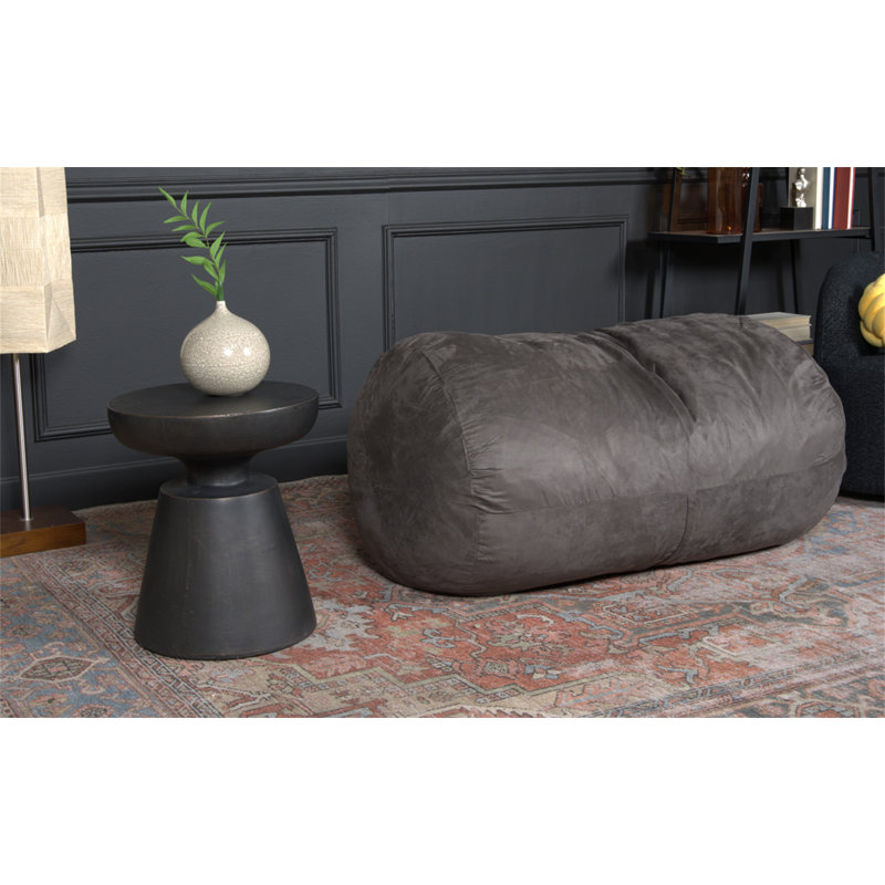 Fauteuil à billes cylindrique en suède 4 pieds Michael, Polyester gris anthracite