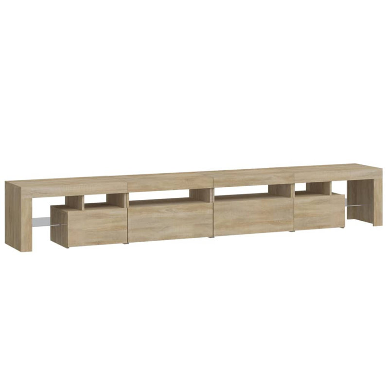 Meuble télé pour téléviseur de 24 po ou moins, H 15,7 po x L 102,4 po x l 14,4 po, Chêne
