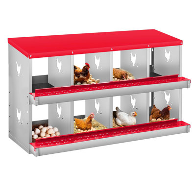 Boîte de nidification de poulet à 8 compartiments, nid de volaille autoportant à 2 couches pour poulets, poules, canards, boîtes de poules en métal
