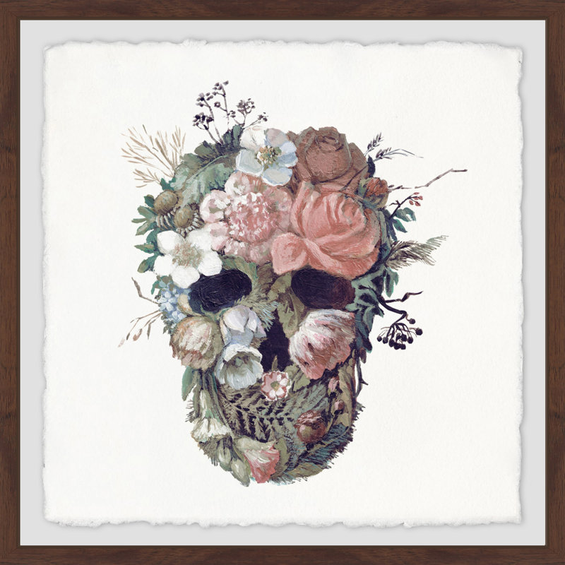 « floral crâne ii », reproduction encadrée, H 12 po x l 12 po