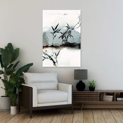 Contemporary Art Minimalist Traditional Abstract Bamboo Forest Landscape Wall Art by Treechild - Wrapped Canvas Print