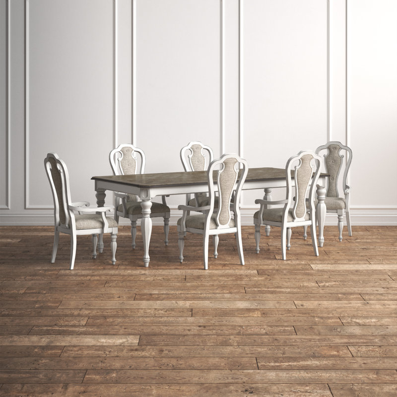 Ensemble de table rectangulaire 7 pièces Colchester, H 30 po x L 108 po x l 44 po, Brun / gris / ivoire