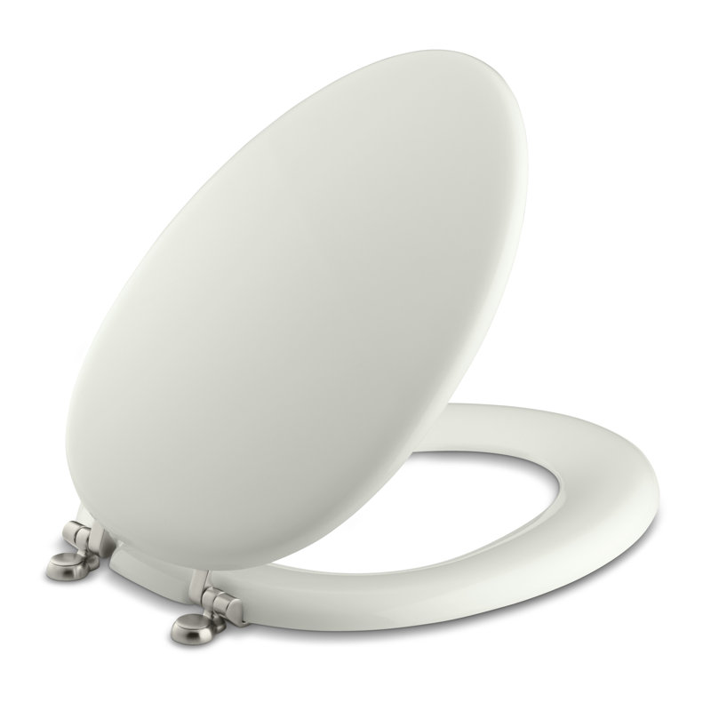 Kathryn Elongated Toilet Seat, Tea Green, Polished Nickel