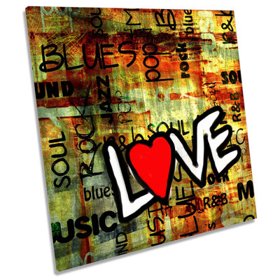 Z1569 Love Music Graffiti - Wrapped Canvas Print