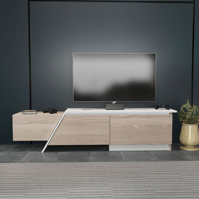 Bruce Modern TV Stand, Cordoba & White, 70.9 x 11.8 x 28.3 inches | 100% Melamine Coated Particle Board, Thickness: 0.7 inches | Stylish & Functional Design for Living Room, Durable & Elegant Finish