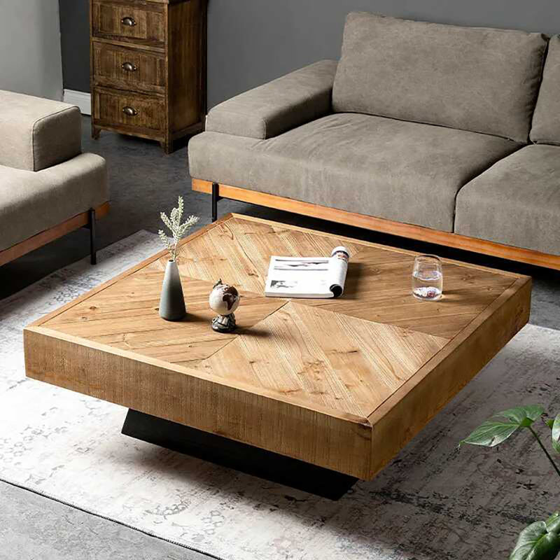 Table de bout carrée en bois massif, H 15,7 po x L 47,2 po x l 47,2 po