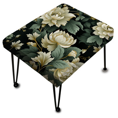 Pivoines vertes «Love Damask Poetry» - Repose-pieds rectangulaire floral