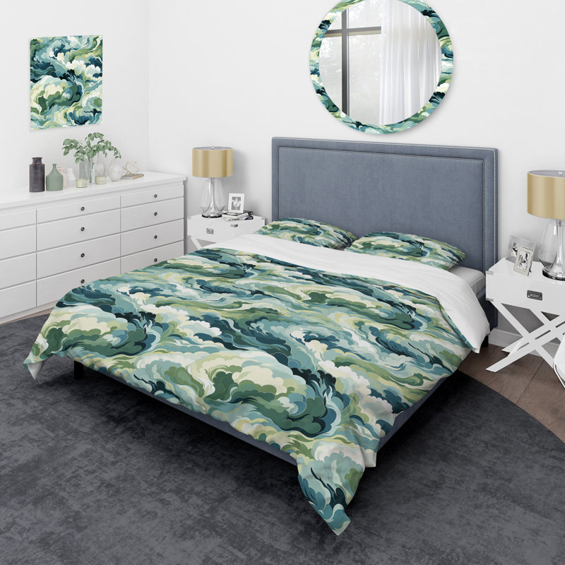 Ensemble de housse de couette Coastal Concealment Flow I, Housse de couette simple + 1 taie décorative stan