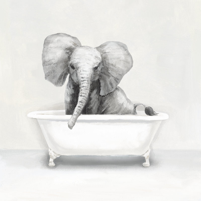 Elephant Tub Bathroom - Wrapped Canvas Print, 30cm H x 30cm W