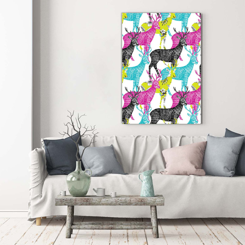 Colorful Deer - Wrapped Canvas Print