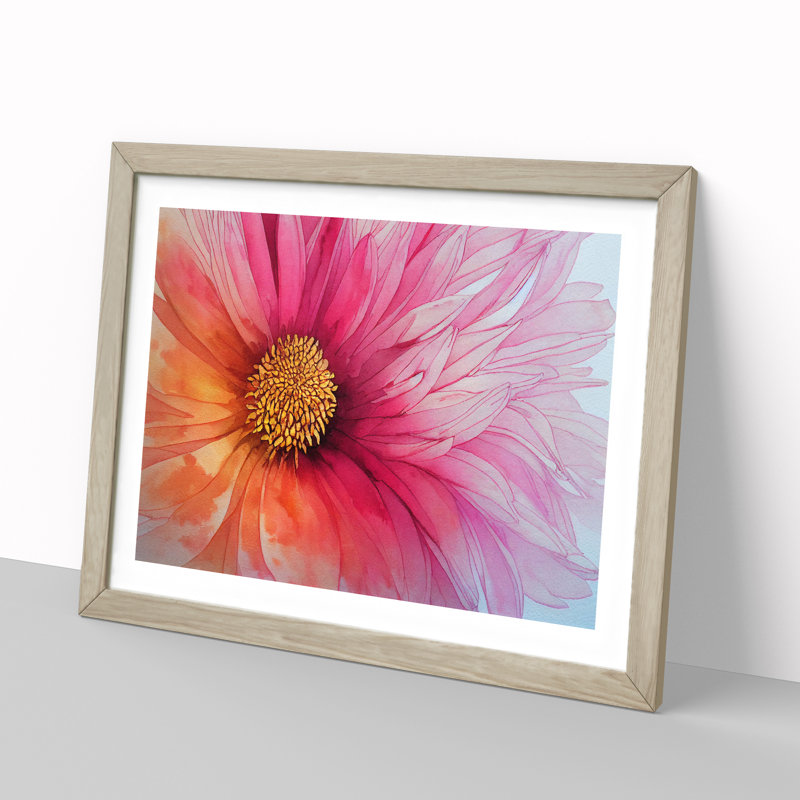 Chrysanthemum Watercolour Flower Vol.1 - Framed Print, 34cm H x 46cm W x 2cm D, Oak Framed
