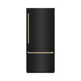 ZLINE Autograph 36 in. White Matte Refrigerator with Gray and Black Accents