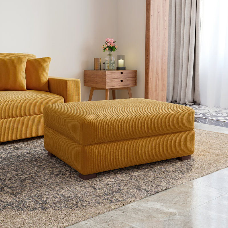 105.9cm Wide Square Solid Colour Standard Ottoman, Orange