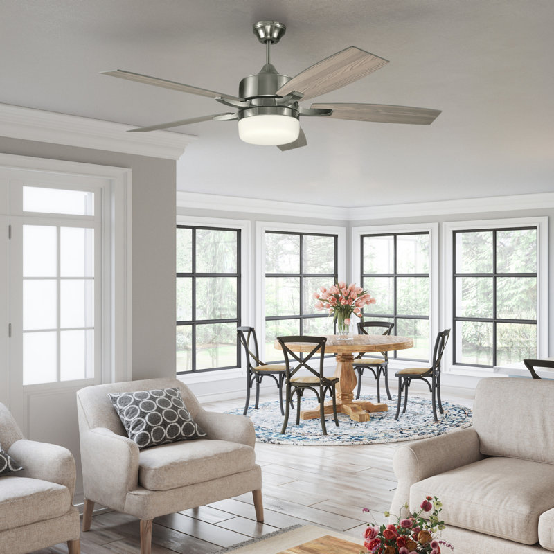 Ventilateur de plafond à DEL Grayson en nickel brossé de 52 pouces