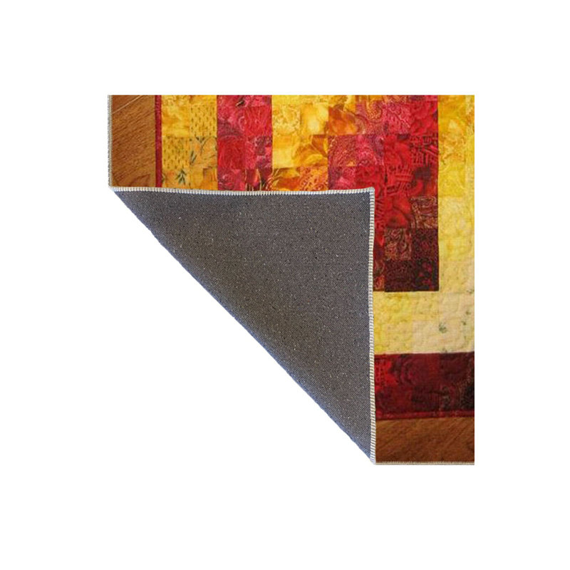 Orange Rectangular Woven Base Washable Decorative Rug, Rectangle 5'1" x 7'7" Rug Pad Included