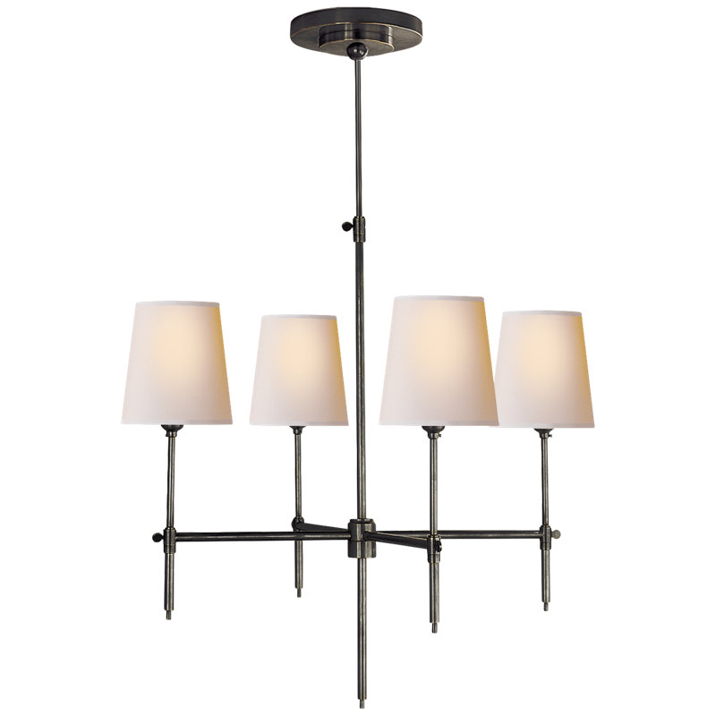 Thomas O'Brien Bryant Small Chandelier, Bronze, 28" H x 26" W x 26" D, Fabric