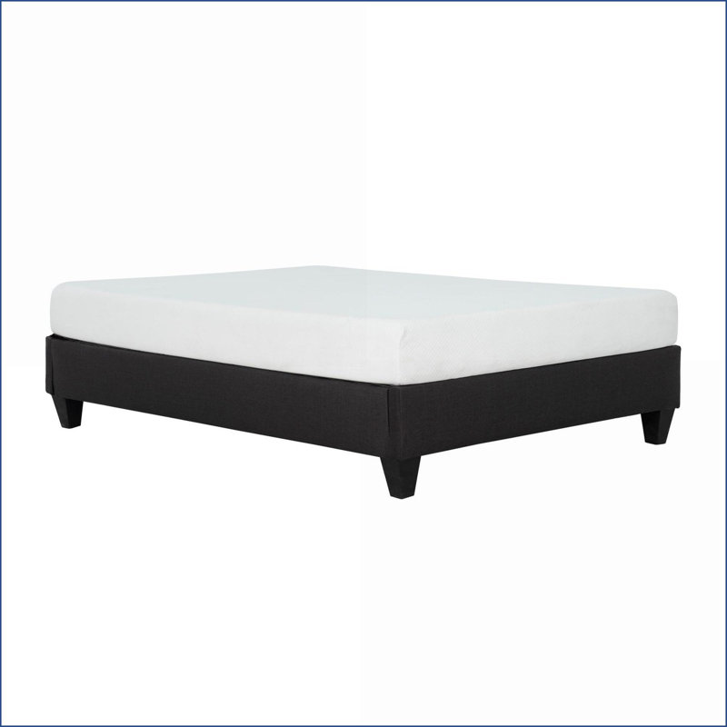 Structure de lit plateforme simple en bois massif - Revêtement gris foncé, aucun sommier nécessaire pour la chambre à coucher