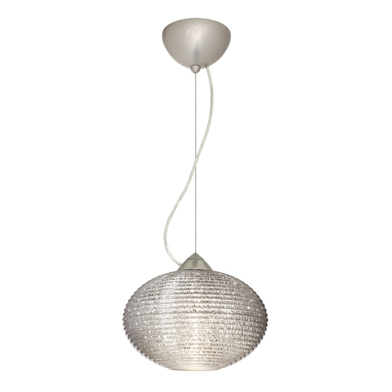 Maryrose 1 - Light Single Pendant, Satin Nickel, Glitter, 7.5" H x 11.75" W x 11.75" D