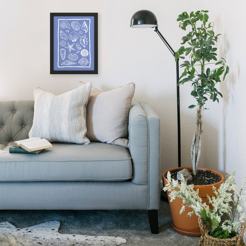 April Lane Art Blue Seashells Framed Poster, 16" H x 12" W